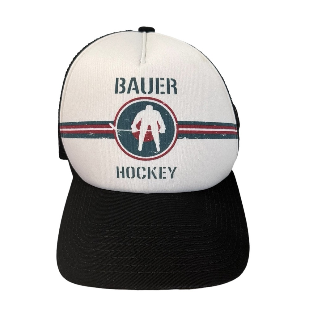 New Era Bauer Hockey Men’s One Size Trucker Hat Cap Snap Back White Black